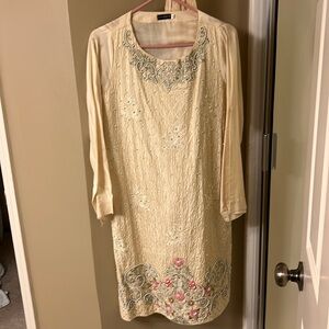 Pakistani Agha Noor cotton silk embroidery shirt S pre loved